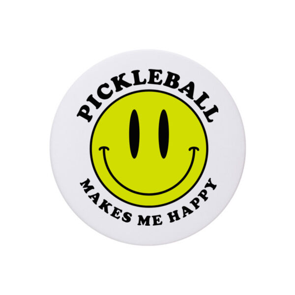 Pickleball Makes Me Happy Coaster - Round Hardboard Thumbnail